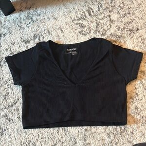 Garage Black Ribbed Crop Top